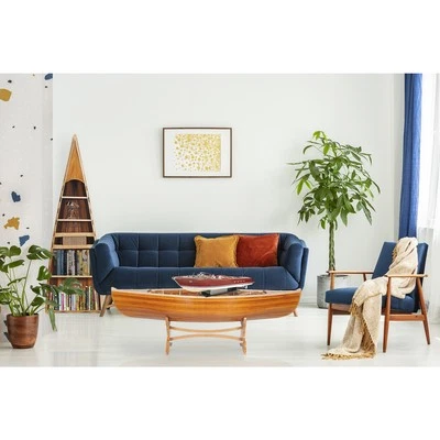 Antigua mesa de canoa de madera artesanal moderna de 5 pies Foto 1 de 4