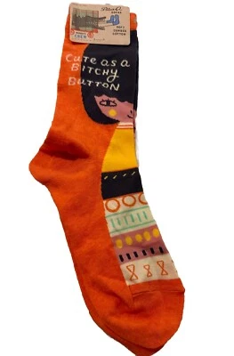 Calcetines Azul Q Algodón Peinado Suave Mujer Talla 5-10 Novedad “Lindo como un Botón de Perra” Foto 1 de 4