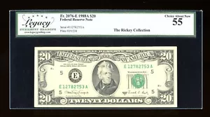 DBR 1988-A $20 FRN Richmond Fr. 2076-E Legacy 55 Serial E12782753A - Picture 1 of 2