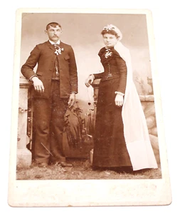 Antigua tarjeta de gabinete boda pareja Hooper Washington Kansas CCA1 - Imagen 1 de 4