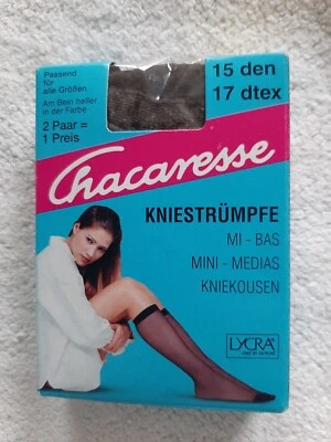 NEU in OVP  * 2 x Fein-Kniestrümpfe * 35-42 * graphit * Chacaresse * 15 den * - Bild 1 von 2