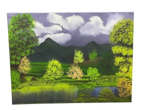 AIA Anonymous In Auggie Original Mountains Water Lake Oil Painting #5 - Picture 1 of 11