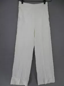 Witchery Pants Womens 4 White Linen Blend Wide Relaxed High Rise Straight - Picture 1 of 18