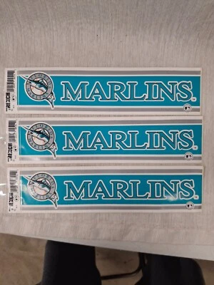 Florida Marlins 1990's Baseball MLB Bumper Sticker NOS NEW Decal Strip Lot of 3 - Image 1 of 2