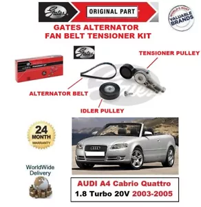 GATES FAN BELT TENSIONER KIT for AUDI A4 Cabrio Quattro 1.8 Turbo 20V 2003-2005 - Picture 1 of 1