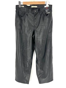 Levi's Faux Leather Mid Rise Straight Baggy Dad Pants Womens Size 30X30 Black - Picture 1 of 16