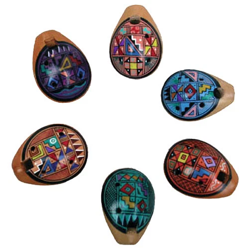 OKARINA-FLÖTE 1 Stück aus Ton buntes Muster Ocarina Peru Tonflöte genial NEU