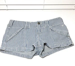 Grane Blue White Pinstriped Mini Jean Shorts Size 9 - Picture 1 of 12