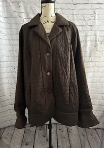 Chaqueta Acolchada Deportiva Marrón con Botones Frontales Talla 27 Grande EE. UU. 18 - Imagen 1 de 7