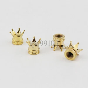 4x Gold Crown Car Tire Air Valve Stem Screw Caps Cover Wheel Rims Accessories - Picture 1 of 5