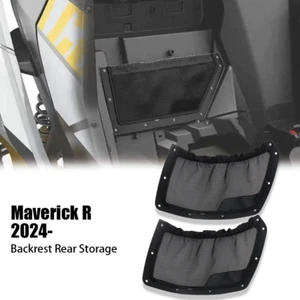 Black Storage Bag Backrest Rear Elastic Net Pocket For CAN-AM MAVERICK R 2024 - Picture 1 of 9