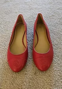 Michael Kors Women's Red Leather Dylan Flats Sz 9.5M - Picture 1 of 18