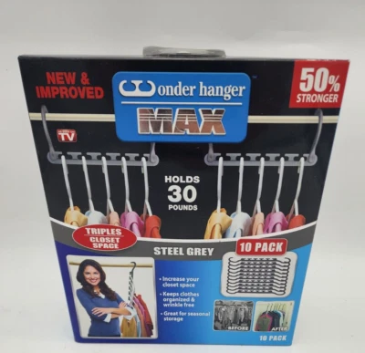 Wonder Hanger Max Pack of 10 Organizer, Triples Clothes-Hanger Space for Wrinkle - Image 1 of 2