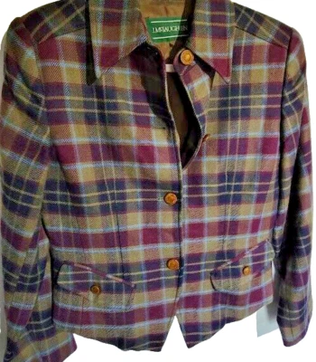 Casaco esportivo xadrez multicolorido 100% lã J. Mclaughlin (tamanho feminino 4) feito nos EUA - Imagem 1 de 4