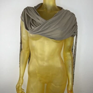 Mode Strick taupe Hals Halstuch Schulter Halstuch lange Perlen Fransen 88 Zoll lang - Bild 1 von 5