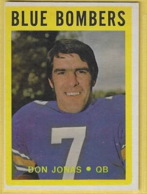 1972 Topps OPC CFL Don Jonas Blue Bombers #105 excelente estado casi nuevo Foto 1 de 2