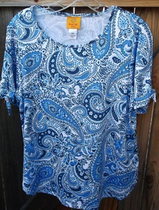 Nuovo senza etichette ๐ฅ๐ Rubino Rd. Petite ๐๐ฅ Top elasticizzato con stampa manica corta PM - Foto 1 di 3