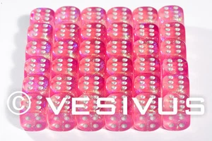 DICE Chessex Borealis PINK Mini 36d6 d6 Block Set Clear 12mm D&D Girl 27804 OOP - Bild 1 von 1