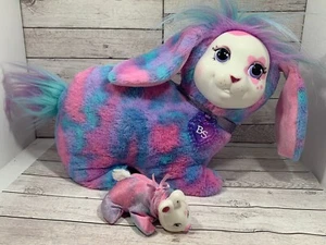Bunny Surprise - Dazzle with 1 Baby pink & blue - Plush Bunny 90s Toy - Picture 1 of 9