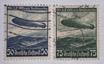 Travelstamps: 1936 Germany Stamps Scott #C57-C58 Reich Airship Airmail Used Ng - Image 1 of 4