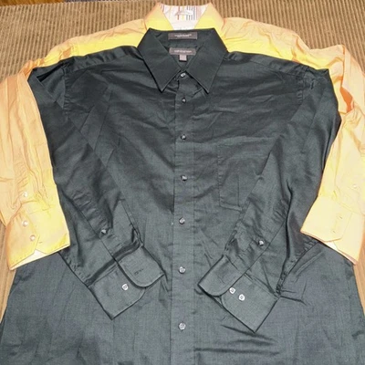 Lot of 2 Mens Size L  16.5 32/33 Button Down  Dress Shirts — 第 1/4 张图片