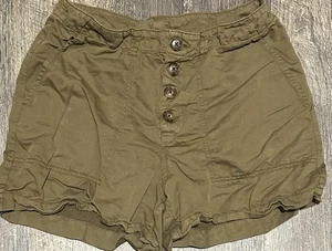 LOFT Shorts Womens Size 10 Brown Chinos Pockets High Rise Button Fly - Picture 1 of 4