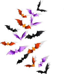 Halloween Bats Wall Decor 36 Pcs Realistic PVC 3D Bats Stickers Wall Decor 3 - Picture 1 of 12