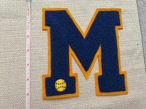 Parche de chenilla Letterman vintage letra M Universidad de Michigan?? Béisbol - Imagen 1 de 4