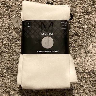 MASSINI Fleece Lined Tights  SIZE 1XL/2XL   IVORY Soft Warm - Image 1 of 4