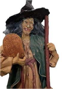 Vintage Halloween Pappmaché HEXENBESEN Hexenhut groß 14" Dekoration - Bild 1 von 7