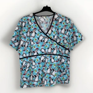 Peppermint Scrubs Penguin Winter Scrub Top Size 2X - Picture 1 of 4