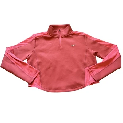 NIKE Chaqueta Mujer Grande Recortada Rosa Entrenamiento Dri-Fit 1/4 Cremallera Ropa Activa Entrenamiento Foto 1 de 4
