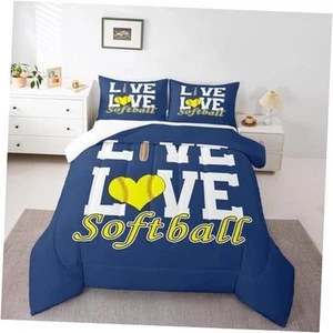 Softball Comforter Set,Sports Theme Bedding Set for Kids Girls Women,Adults - Picture 1 of 7