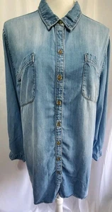 Camisa de mezclilla para mujer Chico Chambray talla 3 XL pequeña con botones lengüeta enrollable suave - Imagen 1 de 12