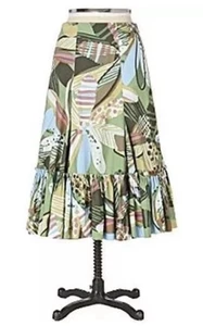 Very Rare! Anthropologie Floral Leaf Flounce "Harlequin Skirt" 2 - Picture 1 of 9