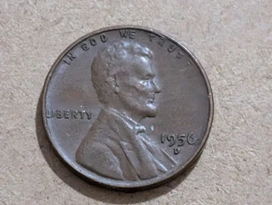 1956-D Lincoln Wheat Error- Actual Coin Shown - Circulated Ungraded Uncertified - Picture 1 of 3
