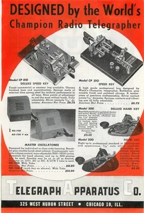 Magazine Print Ad TELEGRAPH APPARATUS CO 1945 WWII Designed By World Champion - Picture 1 of 2