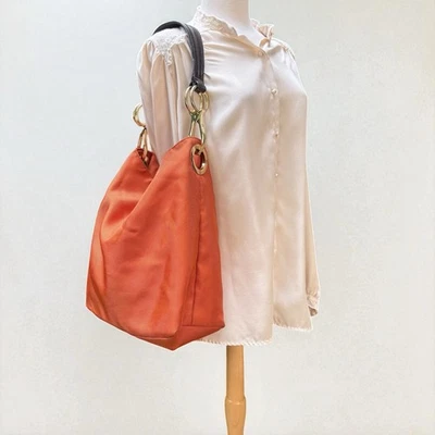 JPK Paris 75 Cartera Nylon Cubo Hobo Bolso Naranja Marrón Grueso Grande Otoño Elegante Foto 1 de 4