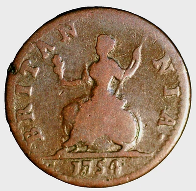 1754 Great Britain George II Farthing copper KM#581.2 - Image 1 of 2