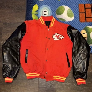 XL NFL Kansas City Chiefs Thick Wool Letterman Baseball Varsity Bomber Jacket - Picture 1 of 9