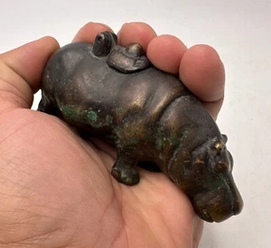 Encrier en bronze époque XIXe siècle Chine ou Japon " Hippopotame " - Picture 1 of 12