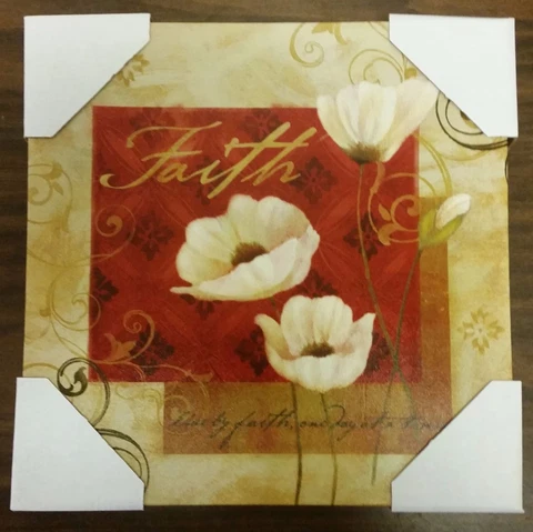 1 KITCHEN CANVAS WALL DECOR PICTURE app. 12" x 12, WHITE FLOWERS Cover