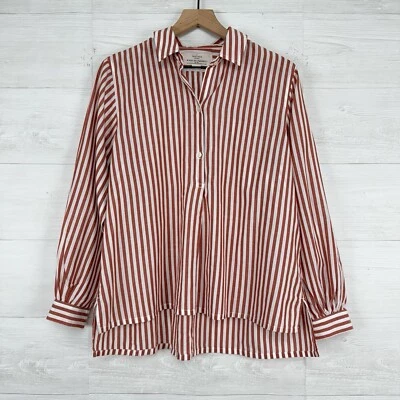Trovata Birds Of Paradis Blake Button Up Shirt Women S Striped Red Oversized Top Foto 1 de 4
