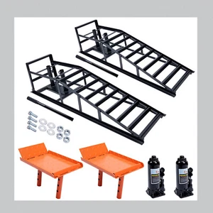 2PCS Auto Hydraulic Car Truck Service Ramp Lift Car Jack Lift Heavy Duty 5Ton US - Picture 1 of 10
