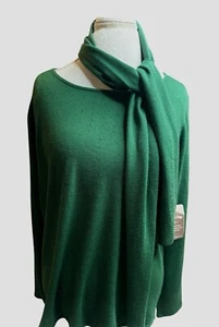 White Stag XL 16-18 Green W/ Detachable Scarf Sparkle Long Sleeve Sweater New - Picture 1 of 4