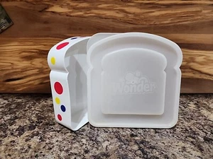 Wonder Bread Sandwich Keeper Lunch Box Snack Plastic Container Polka Dots - Picture 1 of 13