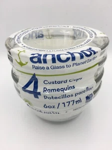 Anchor Hocking 4 - 6 oz. Tazas Natillas Nuevas en Paquete Vintage Hechas en EE. UU. - Imagen 1 de 2