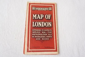 c1924 Metropolitan Railway Tube Map of London Underground Pre Beck  - Bild 1 von 8