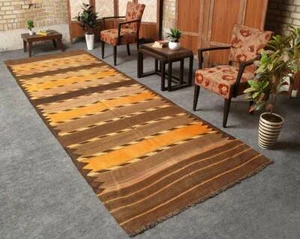 4x13 Oriental Flat Weave Kilim Wool Runner Traditional Area Rug Handmade Vintage - Picture 1 of 10