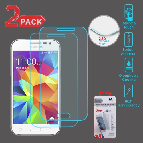 Paquete doble de 2 protectores de vidrio templado para Samsung Core Prime G360 / Prevail LTE Foto 1 de 3